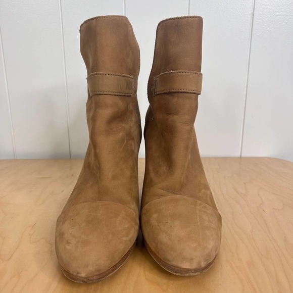 Rag & Bone Kinsey Tan Heeled Nubuck Booties SZ 7.5 - Picture 5 of 11